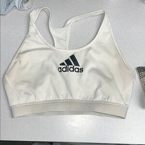 Adidas Ivory Sports Bra with Black Logo